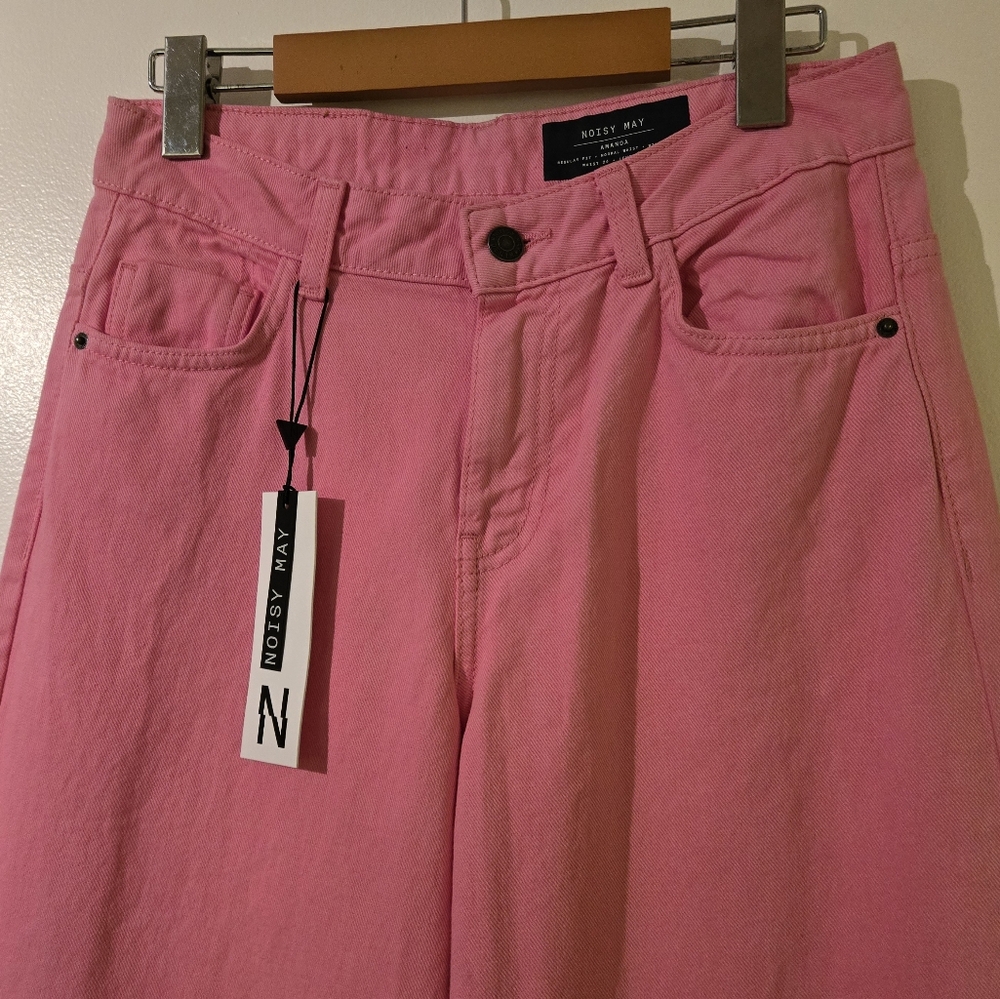 Noisy May Pink Wide Leg Jeans Amanda Style Size 26 x 32 - Picture 4 of 13